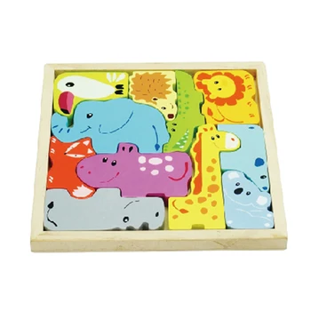 21.4*21.4 CM Bērnu Koka Rotaļlietas Puzzle Koka 3D Jigsaw Puzzle Bērniem, Bērnu Multfilmas Dzīvnieku Mīklas Izglītības Rotaļlieta