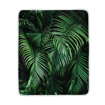 Tropisko Palmu Lapām Mest Sedziņa Flaneļa Viegls Mājīgu Gultu, Segu Mīkstu Mest Segas ceļojuma Kempings 60 x 50