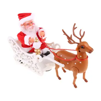 Elk kamanas Santa Claus lelle ar mūziku, elektriskie universālo auto rotaļlietas Kamanas ar Ziemeļbriežiem Briežu Rotājumi Xmas Dāvanas