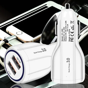 Universal Mini Auto Lādētājs Dubultā USB Quick Lādētājs 3.0 5 Voltu 3.1 Mobilo Tālruņu ipad Ātrs Auto USB Lādētāja Adapteri Plug