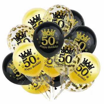 15pcs 30 40 50 60 Happy Birthday Balonu Dekori Zelta Konfeti Lateksa Baloni Dzimšanas dienas Jubileja, Kāzas Svinēt Dekori