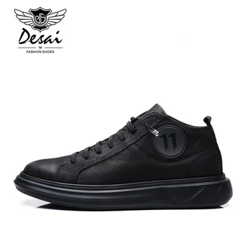 DESAI Rudens Kurpes Vīriešiem 2019 Jaunu Modes Elpojošs Sneaker Apavu korejiešu Versija Gadījuma Kurpes Valkā Komfortu Dzīvokļos Black Izmēri 38-44
