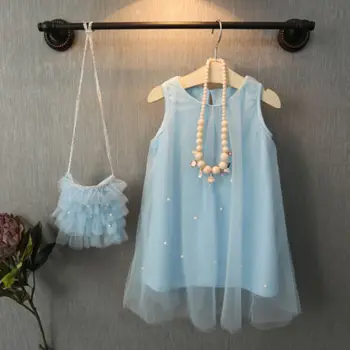 Baby Meitenes Saģērbt Princess Puse Kleita Pērle Tilla Kleita Formālu Kleita Sundress 1-7Y