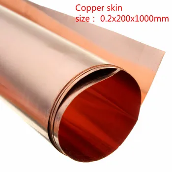 1 gabals 99.9% tīra vara vara metāla folijas sarkanā vara āda 0.2 x 200 x 1000 mm