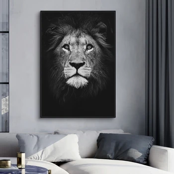 Black White Lion Sienas Mākslas Audekls Gleznošanai Āfrikas Savvaļas Dzīvnieku Plakāti un Sienas Izdrukas, Attēlu, Dzīvojamā Istaba Cuadros Mājas Dekoru