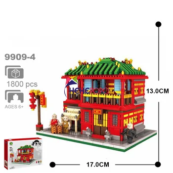 Ķīnas Seno Bistro Arhitektūra Bloki Ēku Būvniecība Plastmasas Mini Ķieģeļi Smieklīgi Store Street View Bērniem Dāvanu 9909-4
