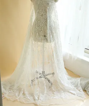 1 Pagalmā Floral Sequin Acs Izšuvumi Mežģīņu Auduma svārki auduma šūšanas Līgavas DIY kāzu kleitu dejotāju apģērbu 130cm plata