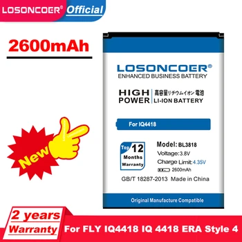 LOSONCOER 2600mAh BL3818 Akumulatoru FFLY IQ4418 LAIKMETA Stilu 4 / Micromax S308 Akumulators