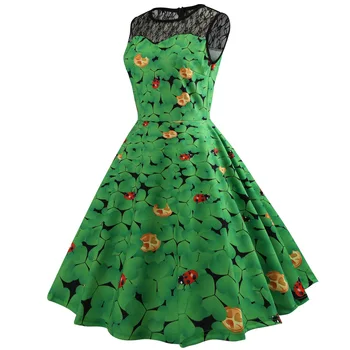 Kleitas zaļā krāsa saint patrick 's day dress gadījuma laimīgs, laimīgs puse drēbes meitenēm patīk elegants 