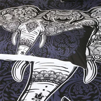 3d Gultas piederumi Indijas Zilonis Iespiesti Karaliene Mierinātājs Komplekti Karalis Dvīņu Izmēra Luksusa Gultas Veļa, Sedziņas pārvalks Lapa Set Home Textiles
