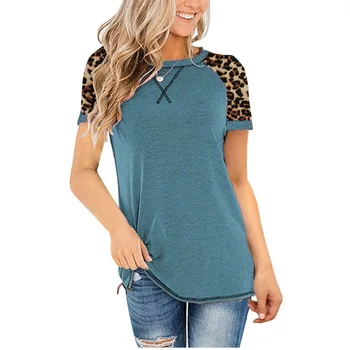 Ir 2021. Vasaras Leopards drukāt Sieviešu Apģērbu Un Jauno Modes Sieviešu O-veida kakla Ziedu Drukāt Īsām piedurknēm Gadījuma Brīvs T-krekls