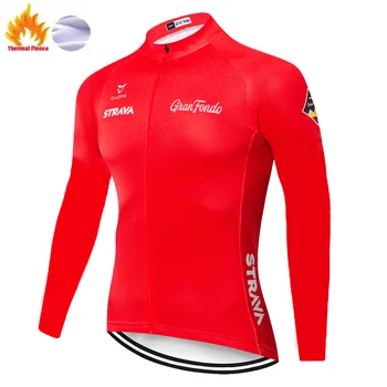 Jaunu Strava riteņbraukšana jersey pro team 2020 maillot ciclismo invierno hombre Āra ziemas garām piedurknēm Elpojošs Velosipēdu jersey