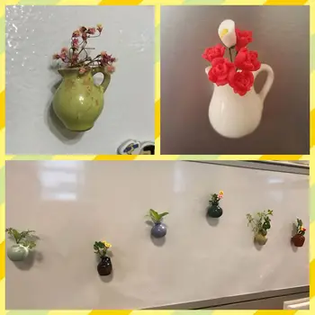 Bezmaksas piegāde Ziedu Keramikas Mini Vāze Ledusskapja Magnēts Puķkopība DIY (do it yourself, rotaļlietas, auto, mājas virtuve office apdare puse favor dāvanas