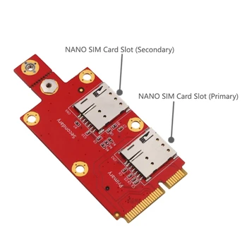 M. 2 Taustiņu B, lai Mini PCI-E Adapteris ar Dual NANO SIM Kartes Slots 3G/4G/5G Modulis