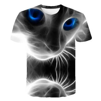 Jaunāko Vīriešu T-krekls 2020. gadam, Modes 3D Drukas Kaķis un Zivis Raksts Drukāšanas Topi tee Vīriešu Elpojošs Topi Modes Gadījuma Īss T-shir