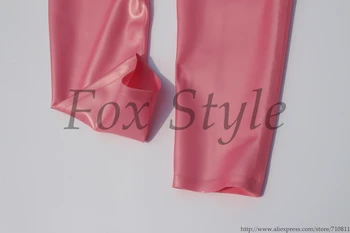 Jaunu lateksa ieradās karstā pārdot lateksa gumijas catsuits Teddies Metāla rozā krāsu sieviete vai mens