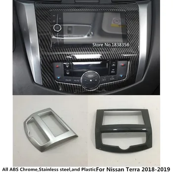 Priekš Nissan Terra 2018 2019 2020 Detektoru ABS Chrome Vidus Konsole Temperatūra Gaisa kondicionētājs Apjoms, Navigācija Melns Rāmis