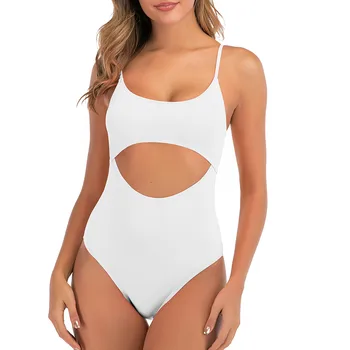 Ir 2021. Vasarā Jaunu Piedurknēm Cilpas Push Up Siāmas Bikini Sievietēm Dobi Atklātu Atpakaļ tīrtoņa Krāsu Sexy Viens Gabals Peldkostīms купальники
