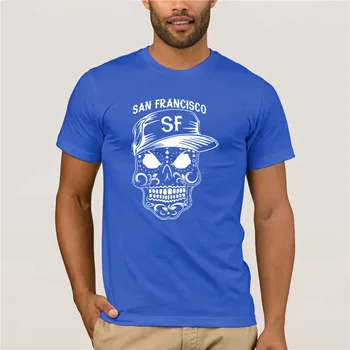Vasaras Vīriešu T Krekls Ir 2021. Jaunu Modes San Francisco Cukura Galvaskausa Meksikas Mākslas Acteku Dia De Los muertos SF Tee Gadījuma T-krekls
