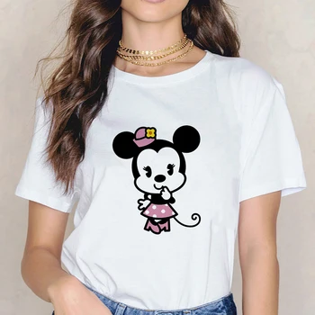 Minnie Mouse Skūpsts Mickey T-krekli Ikdienas Harajuku Mīlestība Iespiesti Top Vasaras Sieviešu T krekls ar Īsām Piedurknēm T krekls Mīļotājiem Apģērbi