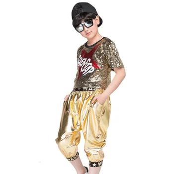 Džeza deju tērpi bērniem, karsējmeitenes kostīms zēniem un meitenēm sequin hip-hop mūsdienu deju apģērbu hip-hop apģērbu pformance