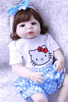 55cm Pilna Ķermeņa Silikona Atdzimis Bērnu Lelle meitene Rotaļlietas Spilgti Bebes atdzimis menina Princese Lelle Bērna Dzimšanas diena Ziemassvētku Dāvanu