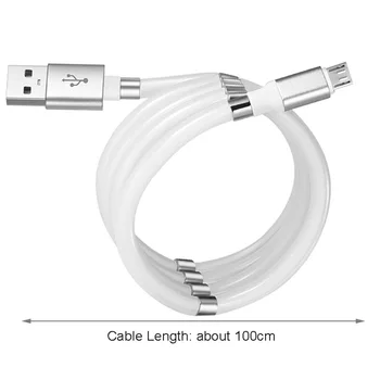 Uzlādes Kabelis Datu Sinhronizācijas Maksas Vadu Magnētisko Absorbcijas Micro USB Ports ierīces 2.4. 100cm