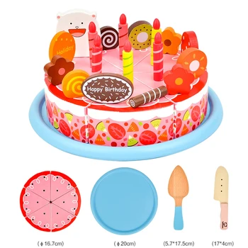Virtuves Rotaļlietas Kūka Pārtikas DIY Izlikties, Spēlēt Augļu Griešanas Dzimšanas dienu, Rotaļlietas Bērniem, Koka Izglītības Baby kids Dāvanu