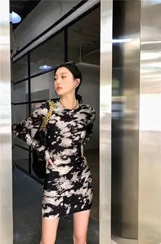 Bornladies 2021. Gada Pavasarī Japānas Korejiešu Moderns Tērpiem Kleita Augsti Elastīgs Trikotāžas Kleita Sieviešu Brīvā Laika Modes Eleganta Kleita