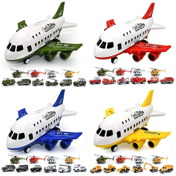 Bērniem Plaknes Modeli Rotaļlietu Komplekts Simulācijas Lielu Uzglabāšanas Transporta Lidmašīnas Sakausējuma Korpuss Auto Helikoptera Kravas Bērniem Dzimšanas Dienas Dāvana