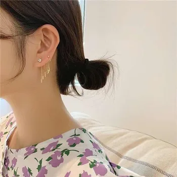 1pc maziem auskariem jauns dizains, modes rotaslietas, vara inkrustēts zircon auss kaulu klipu ķēdes pušķis sieviešu auskari