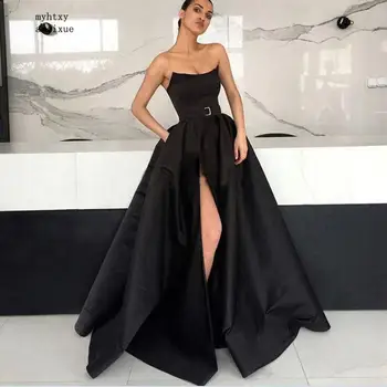 Melns Seksīga Balles Kleitu 2020. Gadam Elegants Abendkleider Sexy Augstu Šķēlumu Bordo Dubai Oficiāli Vakarā Iet Lēti Prom Kleitas Plus Lieluma