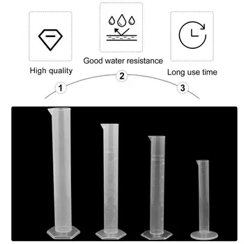 4gab Plastmasas Cilindrā, Laboratorijas Testa Beidzis Šķidruma Izmēģinājuma Caurules Jar Instruments Jaunu 10/50/100/250ML