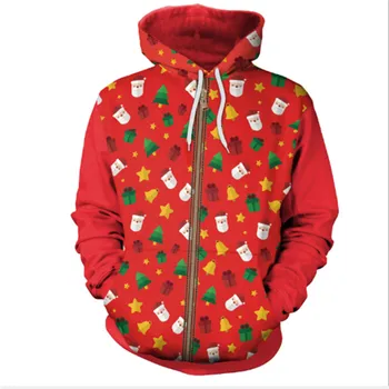 Moderns Ziemassvētku Sieviešu apģērbu Kapuci Kokvilnas Ģeometrija, sporta Krekli ar garām piedurknēm ar rāvējslēdzēju kabatas gadījuma Džemperi, Topi vienu gabalu