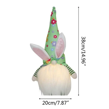 Lieldienu Zaķis Gnome ar LED Gaismas Roku zviedrijas Tomte Trušu Plīša Rotaļlietas Lelle, Svētku Rotājumi Mājās Partijas Apdare Bērniem Eas
