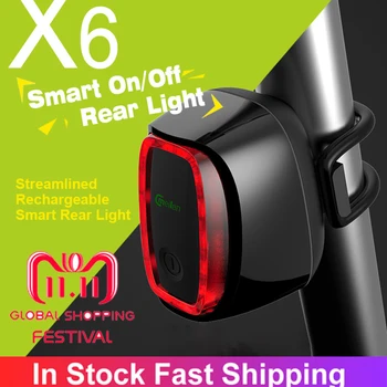 X6 6 Režīmi Velosipēdu Astes Gaismas IPX5 Ūdensizturīgs 5V 0.5 USB Uzlādes LED Kalnu Cikla Lampas Lukturīti Smart Bremžu Velosipēdu Piederumi
