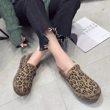 Sieviešu Dzīvokļos Leopard Paslīdēt Uz Komforta Apavi Dāmas Audekls Vulkanizētas Kurpes Sieviešu Čības Modes Gadījuma Platformas Kurpes Z5-41