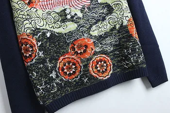 2020. gada Pavasara Dizaineru Sieviešu Džemperis Skrejceļa Džemperis Vintage O-veida kakla Adīt Izšuvumi Zaudēt Šiks Ziedu Gadījuma Sieviešu Džemperis Mujer