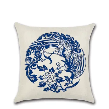 Zilā un baltā porcelāna Phoenix Ķīniešu mākslas Ģeometriskā Spilvena Vāka Apdare Home house dīvāns veikals sēdekļa Spilvendrāna drauga dāvanu
