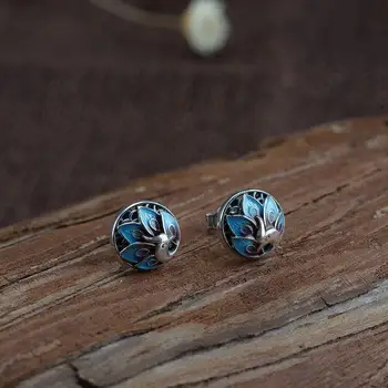 Sudraba zīda burnt blue, kas nav inkrustēts gredzenu Ķīnas retro stila nelielu pūlī dizaina Phoenix augu gaismas luksusa sieviešu rotaslietas
