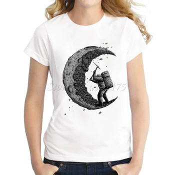 2019 Sievietēm Jaunu rakšana mēness Dizaina T krekls Dāma Fantastisku Iespiesti Topi Tautas Tees
