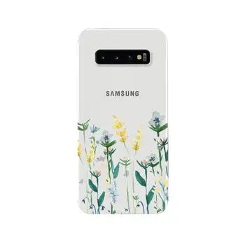 Akvarelis augi ar ziedu Telefonu Gadījumā Samsung Galaxy s5 S6 S7 malas plus S8 S9 S10 S20 plus S10lite 2020. Gadam, Skaidri būtiska Vāciņu