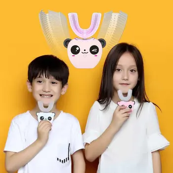 Par 360 Grādiem uz Lūpām Aprūpi Bērniem Automātiski Sonic Elektriskā zobu Suka U Formas Galvu ar Mūziku Bērniem USB Uzlādes Zobu Balināt