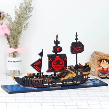 HC 9033 Anime Viens Gabals Melnā Pērle Pirātu Kuģi, Laivas 3D Modeli, Celtniecības Bloki DIY Komplektu Mini Dimanta Ķieģeļi Rotaļlietu, Mazulis Bērniem