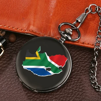 ZA RSA SA Dienvidāfrikas Karte Karoga Republika S Āfrika RSA Pretorijā Cape Town Mandela Apdare Kvarca Kabatas Pulksteņu Ķēdes, Juvelierizstrādājumu