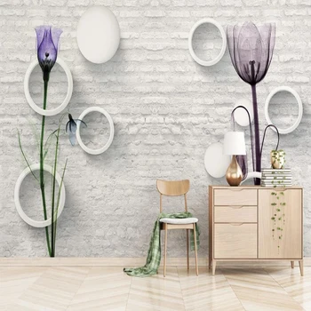 Milofi custom sienas tapetes mūsdienu minimālisma tulip 3D dzīvojamā istaba guļamistaba sienu apdare sienas tapetes