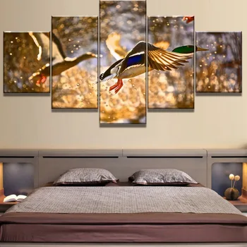 Jauns 5 Gabals Audekls Mākslas Pīļu Medības Saulrieta Mūsdienu Dekoratīvās Gleznas uz Audekla Sienas Māksla Mājas Rotājumi, Sienas Dekori