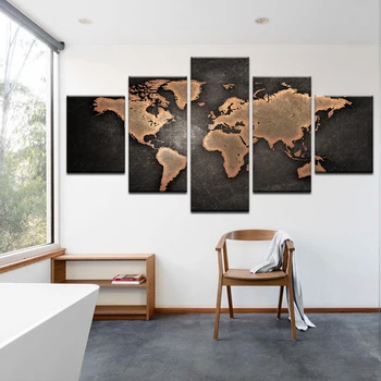 Liela Audekla Sienas Milzīgs Melns Pasaules Kartes, Gleznas Druka Uz Audekla HD Kanvas Glezna Biroja Sienas Mākslas Mājas Apdare
