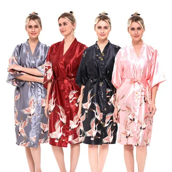 4 Krāsas Zīdu Ilgi, Drēbes Sieviešu Pidžamas Sexy Peldmētelis rītasvārki Sievietēm, Līgava, Līgavas Kāzu Tērpu Sexy Sleepwear