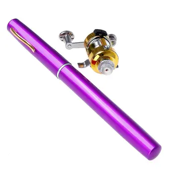 Portatīvo Pildspalvu Formas Kabatas Teleskopiskie Mini Zvejas Pole makšķeres Jūras Stienis makšķeri Ar Spoli Riteņu 6 Krāsas 2020. gadam --
